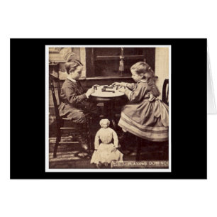 Playing Dominoes Vintage Stereoview Cards