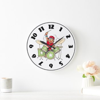 Playing Drums Clock by spudcreative at Zazzle