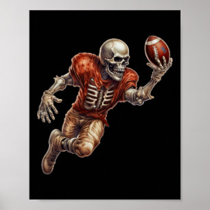 Playing Football Cool Touchdown Halloween  Poster