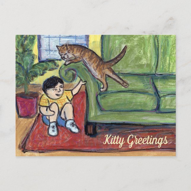 Playing Games Cat Lover Greeting Custom Postcards (Front)