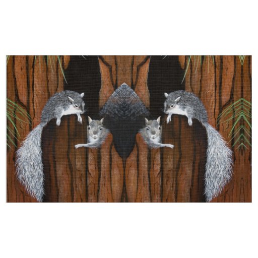 Playing Gray Squirrels Fabric
