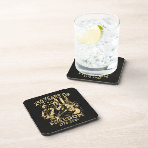 Playing Guitar 4th July 250th Anniversary Beverage Coaster
