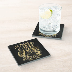 Playing Guitar 4th July 250th Anniversary Glass Coaster