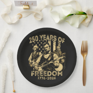Playing Guitar 4th July 250th Anniversary Paper Plates