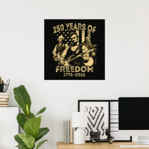 Playing Guitar 4th July 250th Anniversary Poster