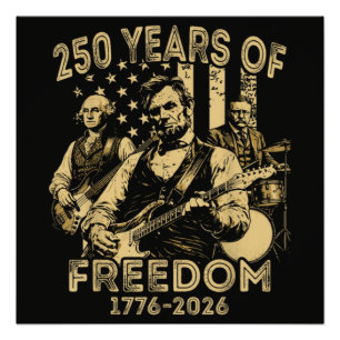 Playing Guitar 4th July 250th Anniversary Poster