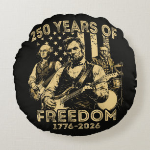 Playing Guitar 4th July 250th Anniversary Round Pillow