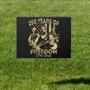 Playing Guitar 4th July 250th Anniversary Sign