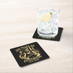Playing Guitar 4th July 250th Anniversary Square Paper Coaster