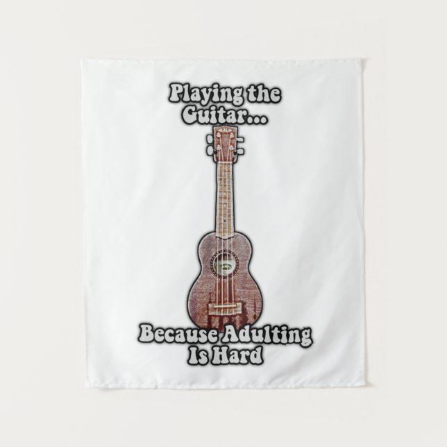 Playing guitar because adulting is hard. vintage tapestry (Front)