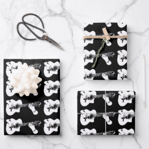 Playing guitar graphic pattern wrapping paper sheets