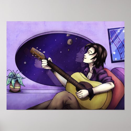 Playing Guitar in Space Poster
