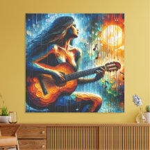 Playing guitar in the moonlight