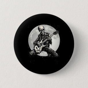 Playing Guitar Punk Rock Music Halloween Mens Kids Button