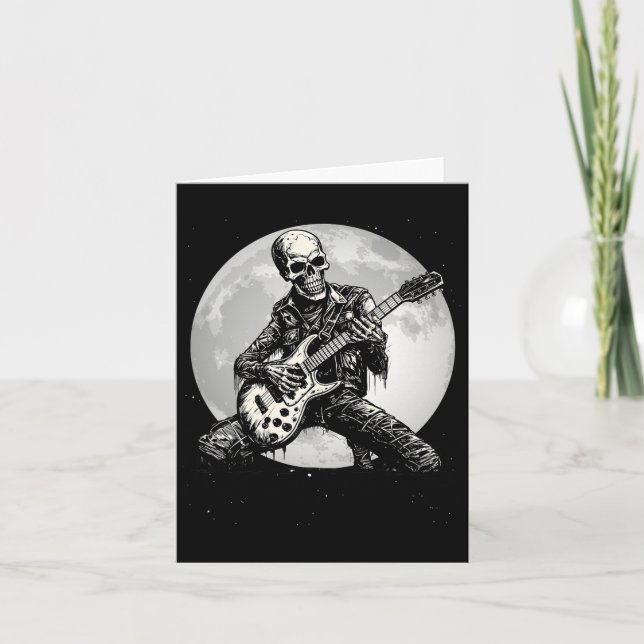 Playing Guitar Punk Rock Music Halloween Mens Kids Card (Front)