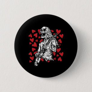 Playing Guitar Valentines Day Cool Rock Musician Button