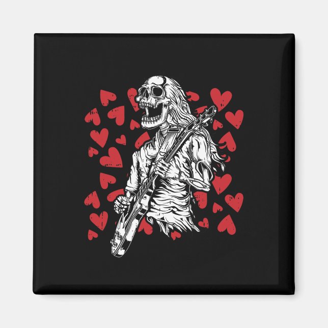 Playing Guitar Valentines Day Cool Rock Musician  Magnet (Front)