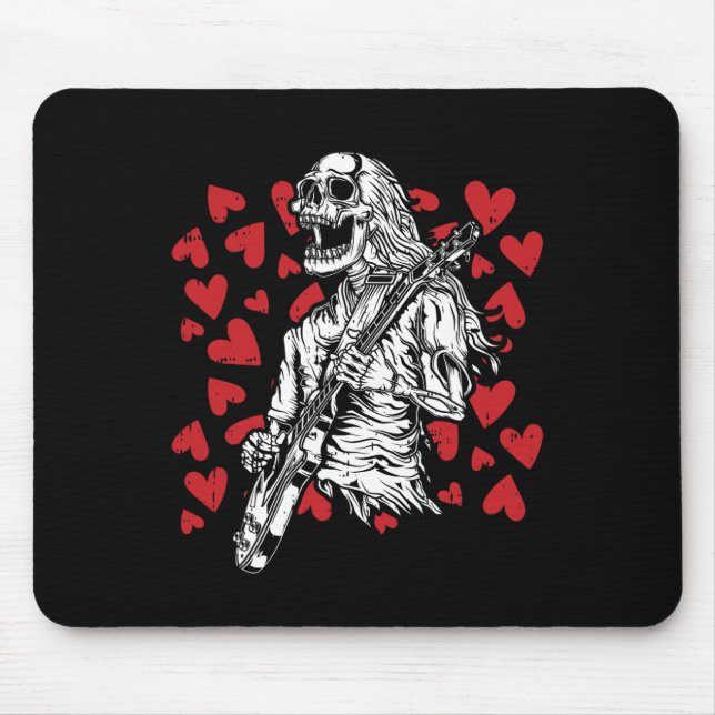Playing Guitar Valentines Day Cool Rock Musician  Mouse Pad (Front)
