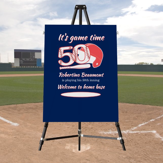 Playing His 50th Inning Baseball Birthday Party Foam Board (Creator Uploaded)