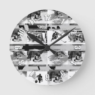 Playing Hockey - Ice Hockey Players Round Clock