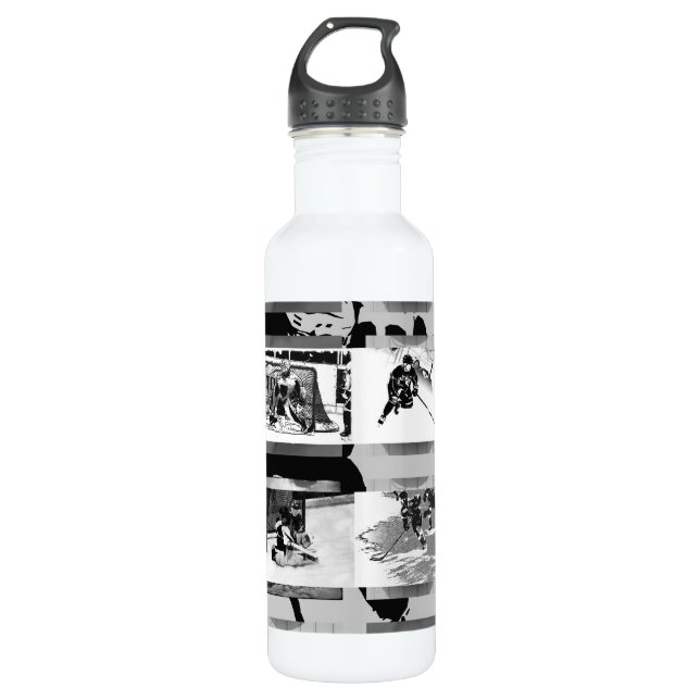 Playing Hockey - Ice Hockey Players Stainless Steel Water Bottle (Front)