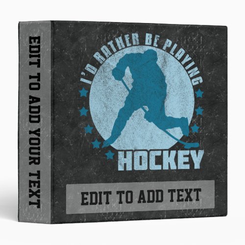 Playing Ice Hockey Customizable Vinyl Binder