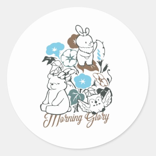 Playing in the Morning Glory Garden Classic Round Sticker