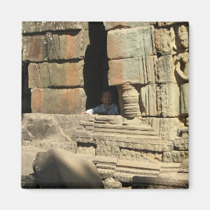 Playing in the Ruins ... Ta Prohm, Cambodia Magnet