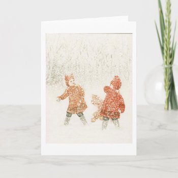Playing In The Snow  Greeting Card by AsTimeGoesBy at Zazzle