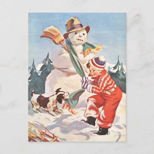 Playing in the Snow Holiday Postcard