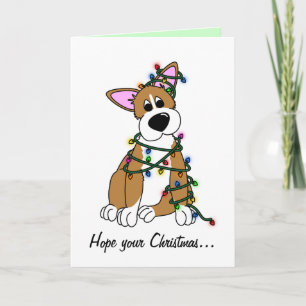 Playing in the Xmas Tree Corgi Holiday Card