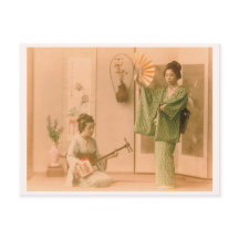 "Playing Instruments and Dancing” 舞い 日本 着物 女性 三味線