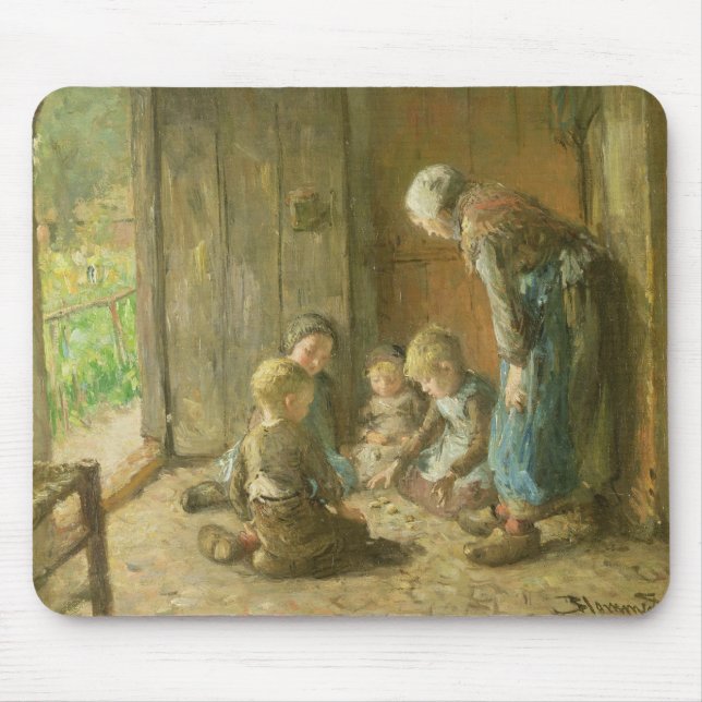 Playing Jacks on the Doorstep Mouse Pad (Front)