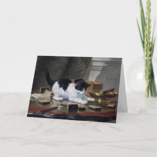 Playing Kitten by Henriëtte Ronner-Knip Letterpress Thank You Card