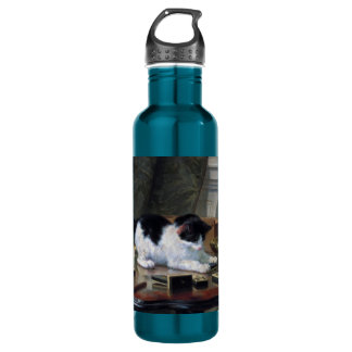 Playing Kitten by Henriëtte Ronner-Knip Water Bottle