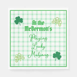 Playing Lucky Mahjong Watercolor Shamrocks Napkins