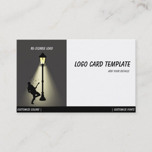 Playing Music Guitar Musicians Logo Business Card (Front)