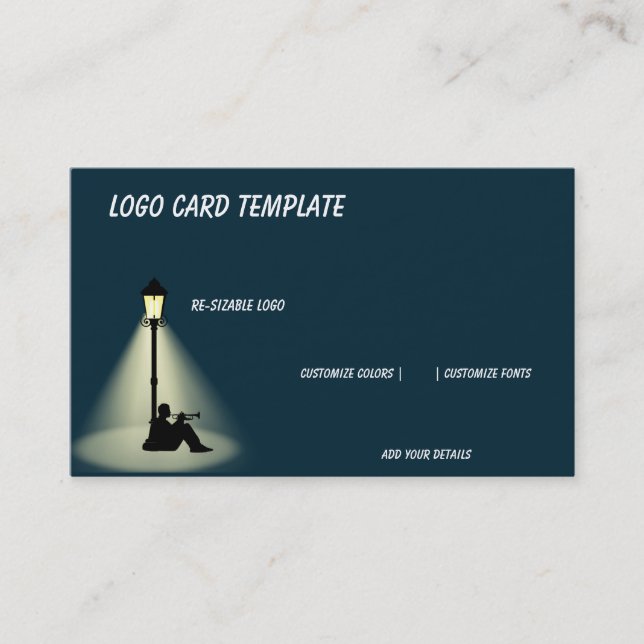 Playing Music Horn Musicians Logo Business Card (Front)