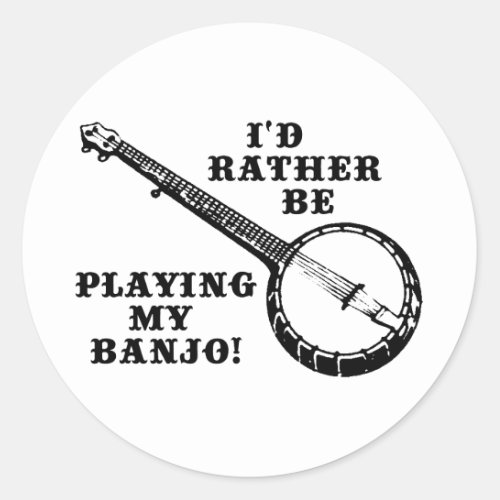 Playing My Banjo Classic Round Sticker