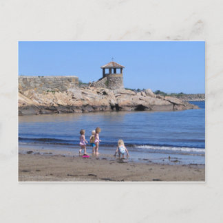 Playing On the Beach in Rockport, MA Postcard