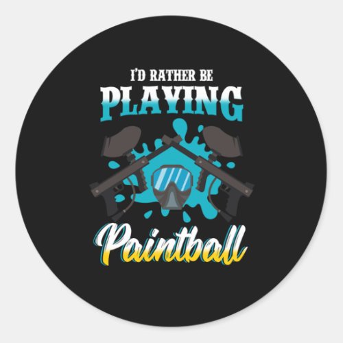 Playing Paintball Color Balls Paintball Marker Gif Classic Round Sticker