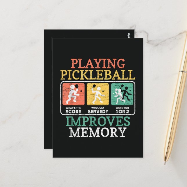 Playing Pickleball Improves Memory  Postcard (Front/Back In Situ)