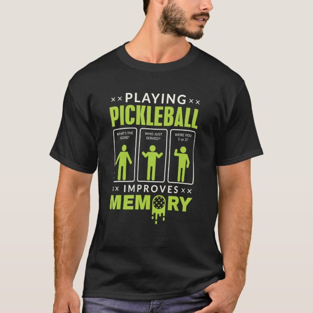 Playing Pickleball Improves Memory retro green Pic T-Shirt (Front)
