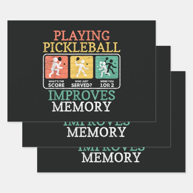 Playing Pickleball Improves Memory  Wrapping Paper Sheets (Set)