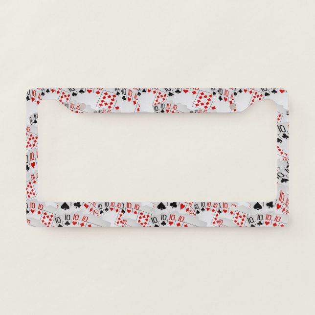 Playing Poker Quad Tens Layered, License Plate Frame (Front)