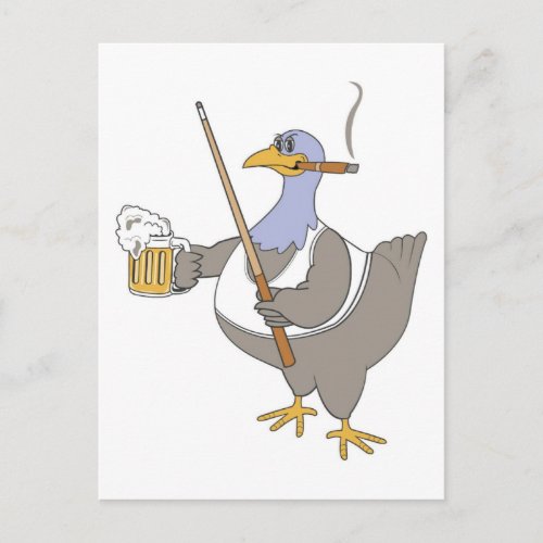 Playing Pool Shark Chicken Funny Postcard