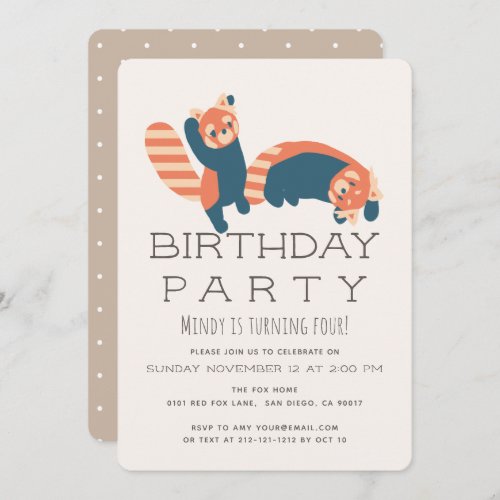 Playing Red Pandas Birthday Party Invitation