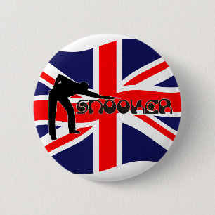PLAYING SNOOKER modern font & union jack flag Button