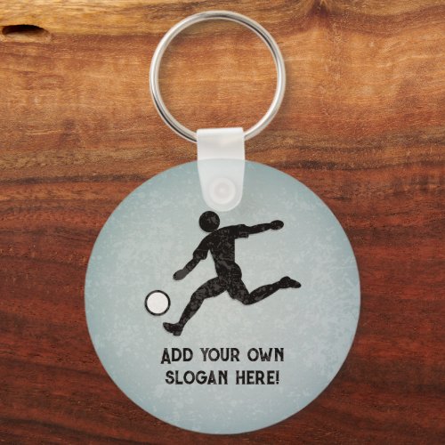 Playing Soccer Footballer Kicks add own text Keychain