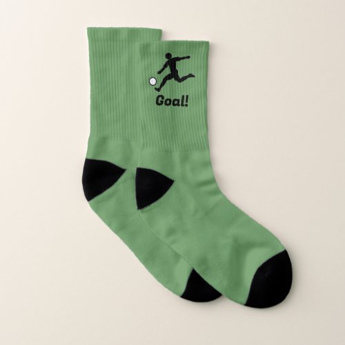 Playing Soccer _ Footballer scoring motif on green Socks
